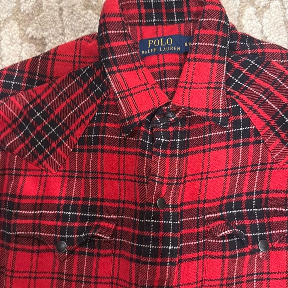 Polo by Ralph Lauren Red and Black Casual Button Down Shirt